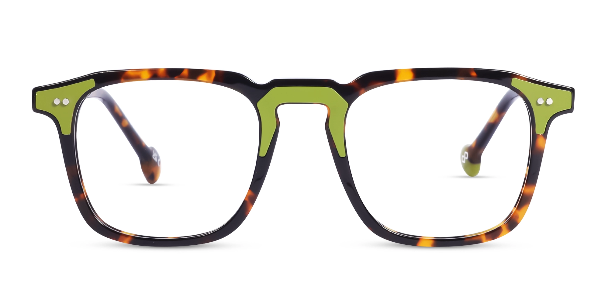Havana Tortoise & Green Square Acetate Glasses Havana Tortoise & Green Square Acetate Glasses