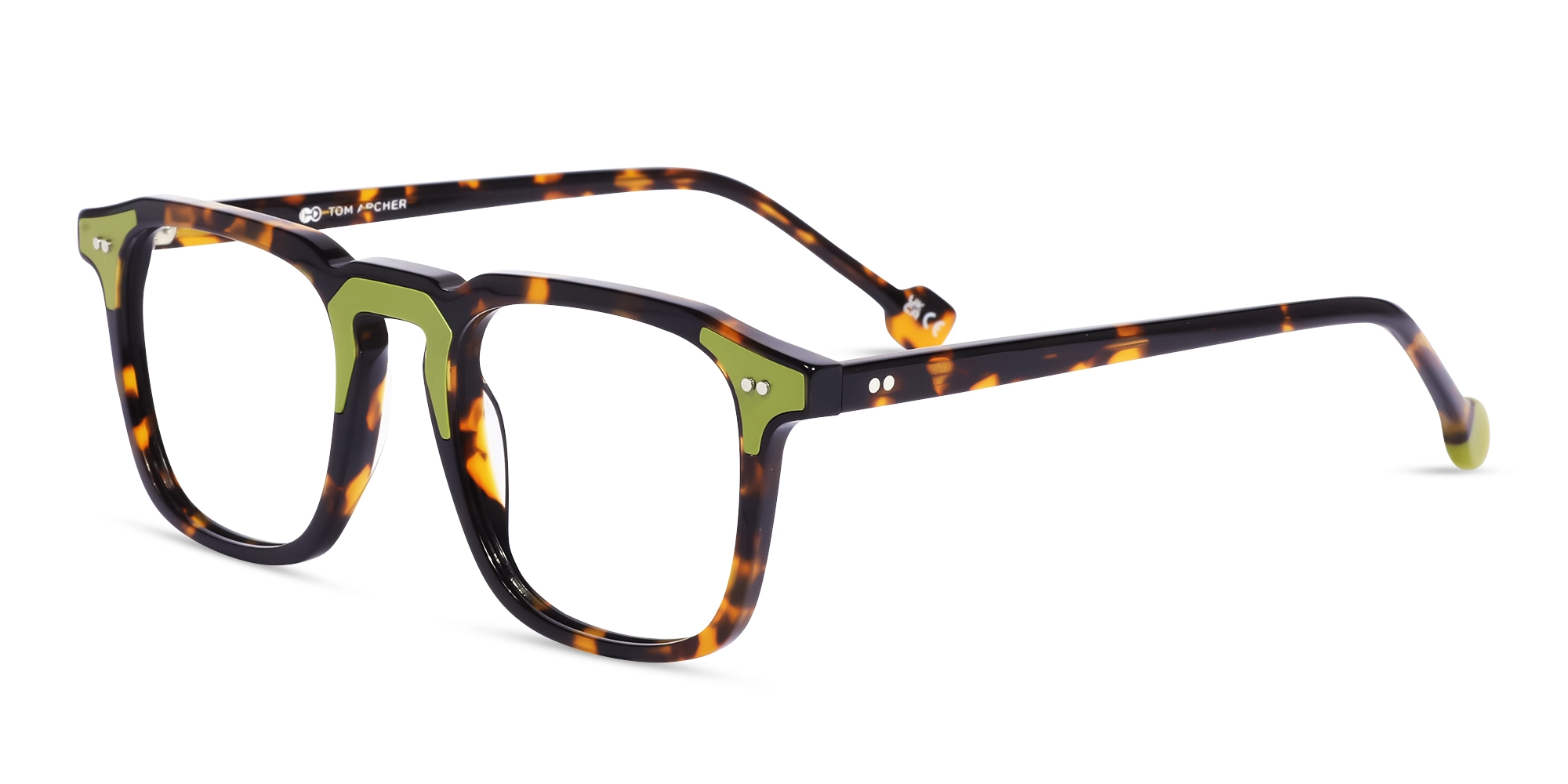 Havana Tortoise & Green Square Acetate Glasses Havana Tortoise & Green Square Acetate Glasses