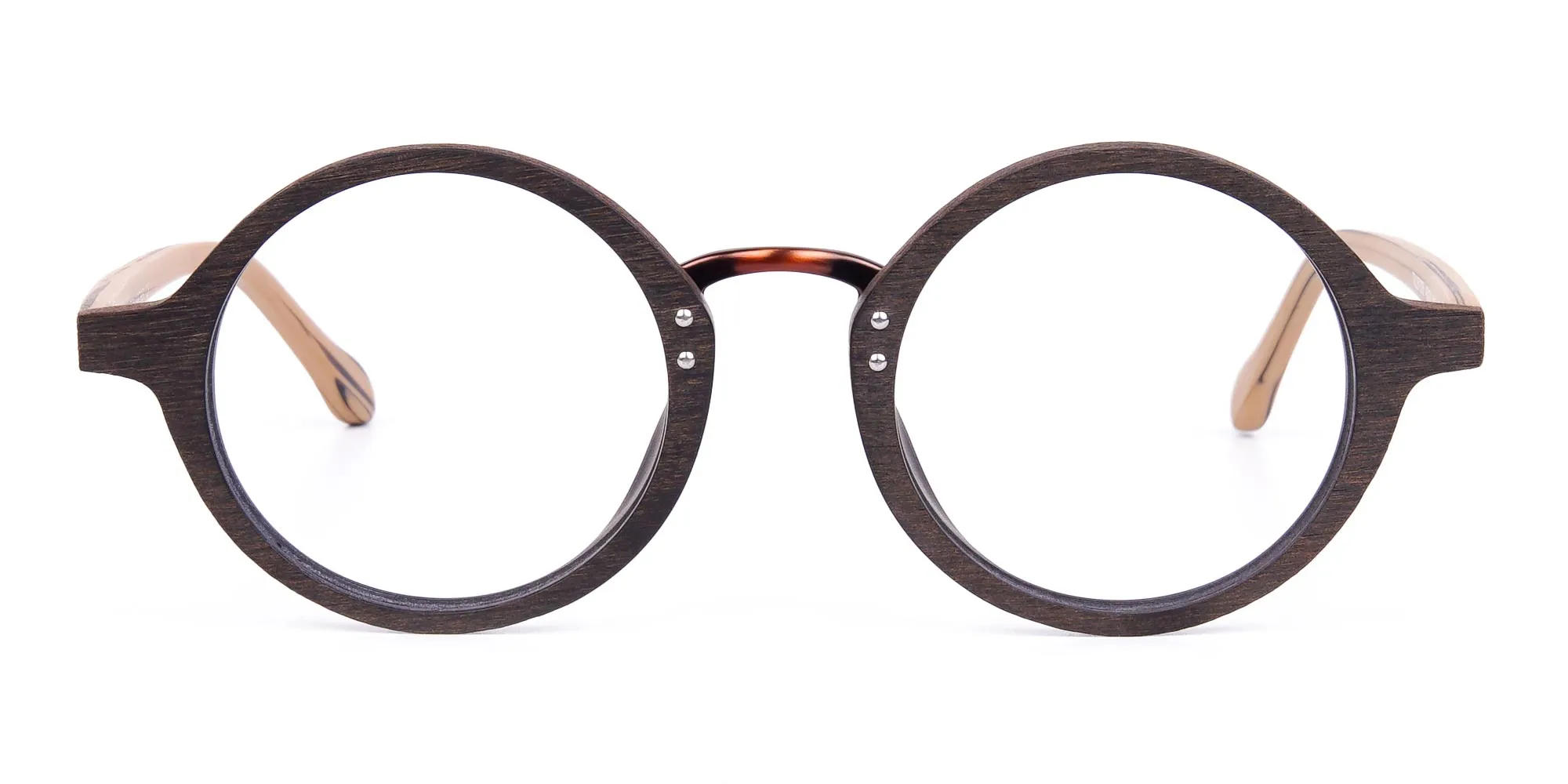 Brown Round Full Rim Wooden Glasses-2 Brown Round Full Rim Wooden Glasses-2