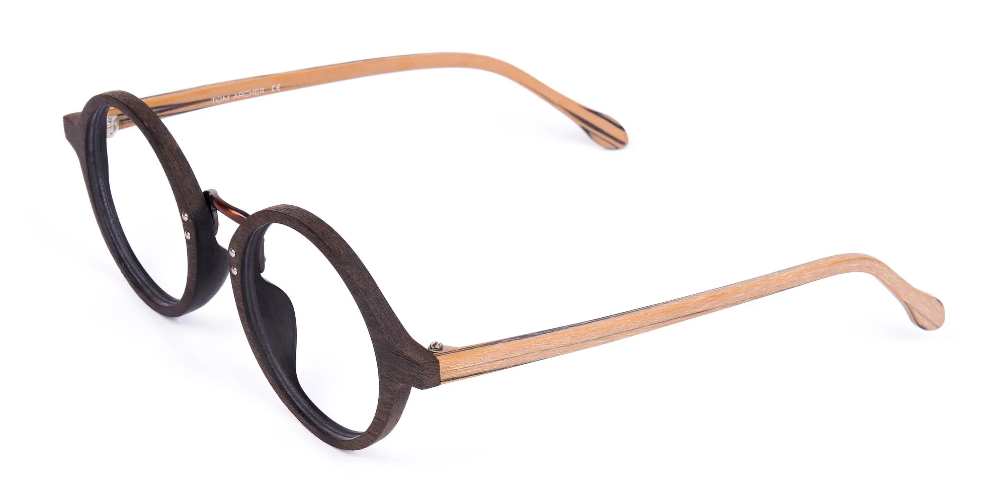 Brown Round Full Rim Wooden Glasses-2 Brown Round Full Rim Wooden Glasses-2