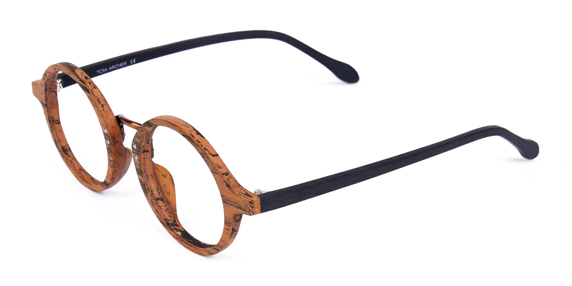 Elm Brown Round Full Rim Wooden Glasses-2 Elm Brown Round Full Rim Wooden Glasses-2