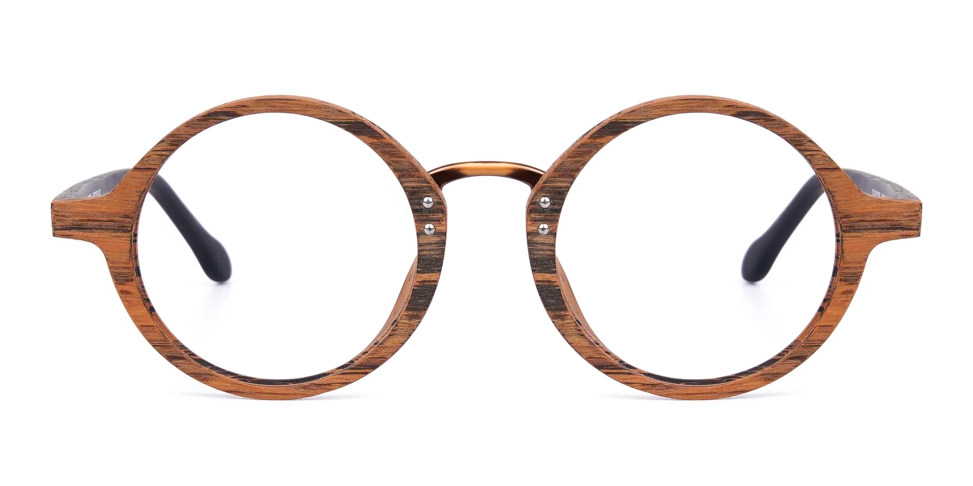Elm Brown Round Full Rim Wooden Glasses-2 Elm Brown Round Full Rim Wooden Glasses-2